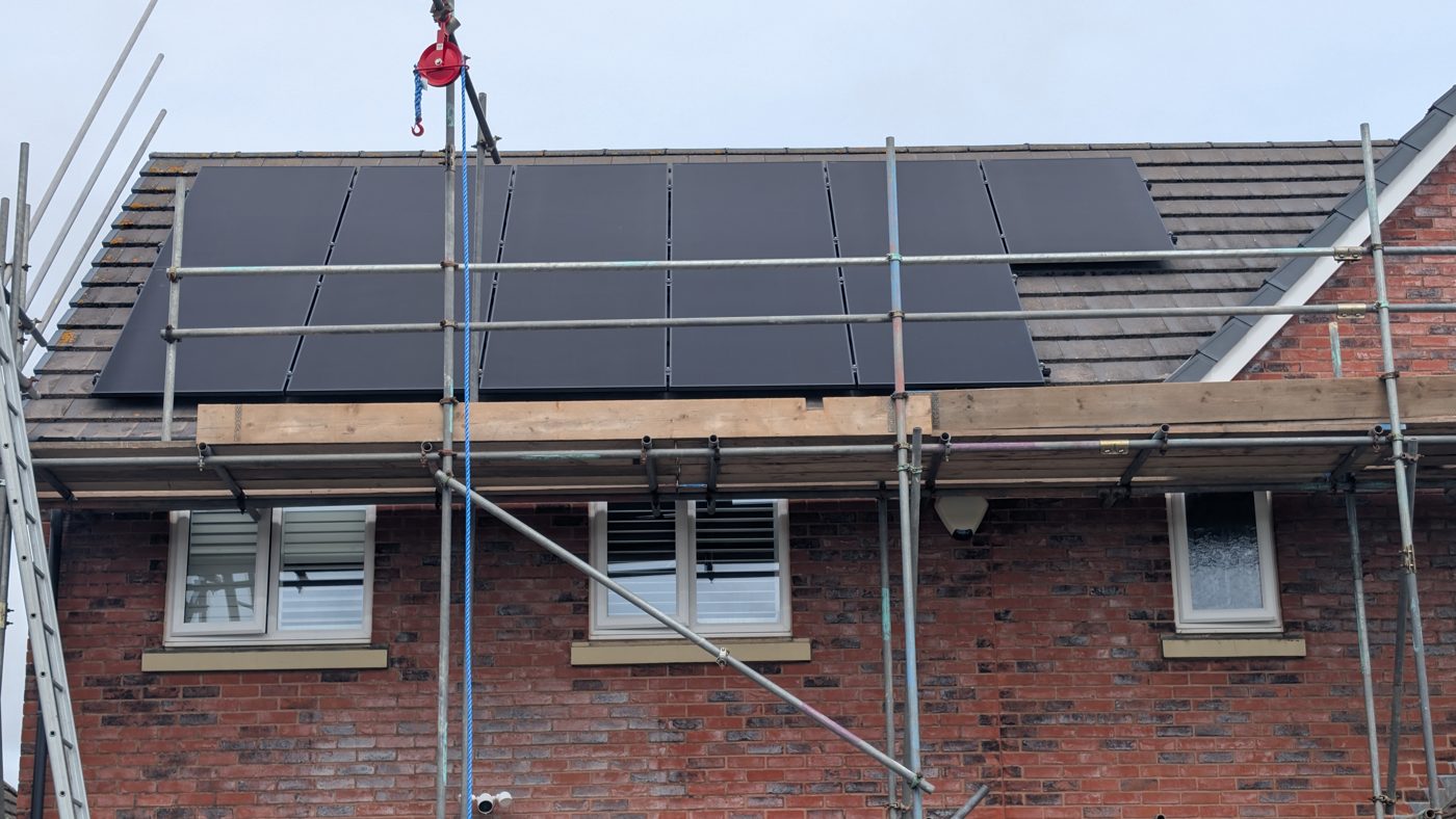 Rear face, 18 Aug: two rows of panels, scaffold still up